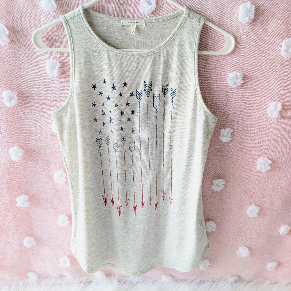Maurices, American Flag Tank Top, Women's, X-Small, Rustic, Grey